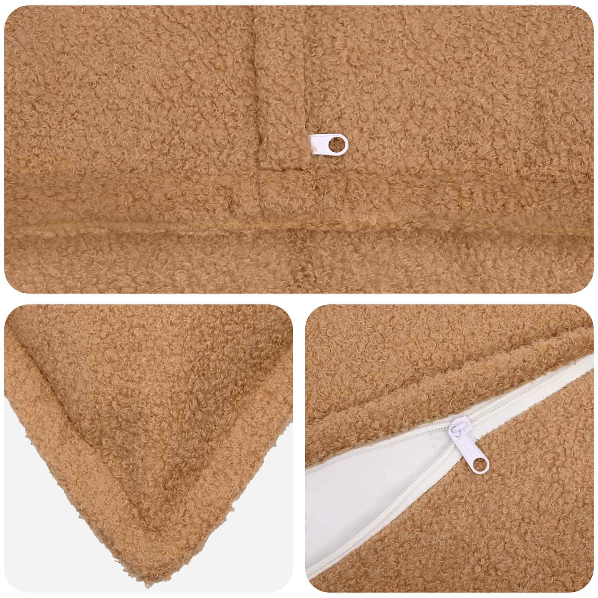 Cushion Cover 2 pcs HOUTEN Beige 80 x 80 cm Bouclé