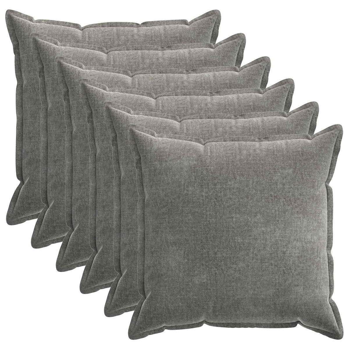 Cushion Cover 6 pcs HOUTEN Dark Grey 80 x 80 cm Chenille Fabric