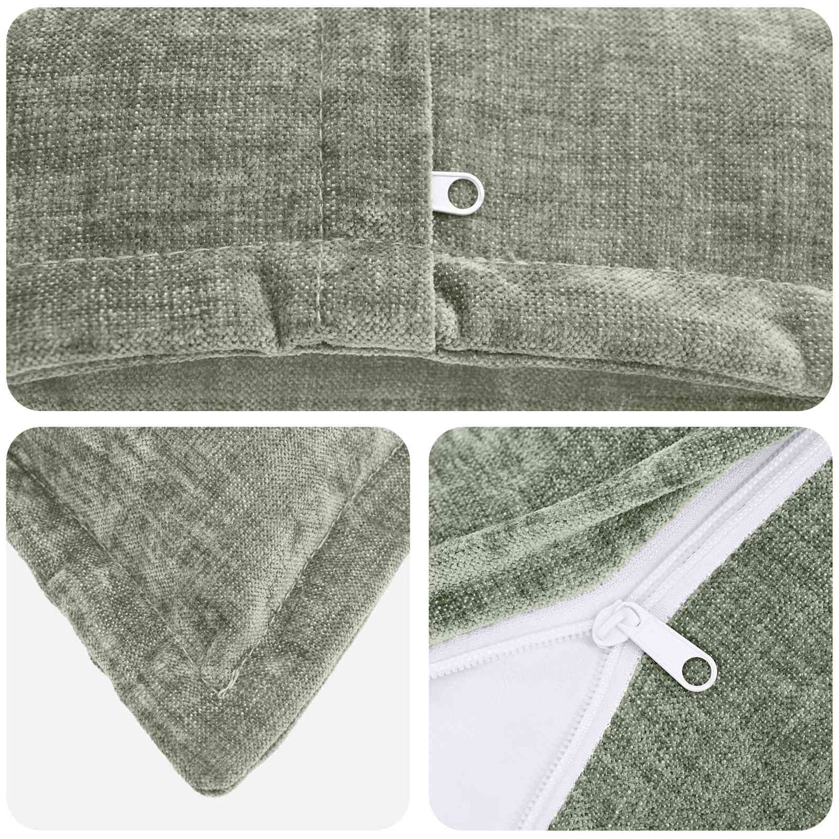 Cushion Cover 6 pcs HOUTEN Green 80 x 80 cm Chenille Fabric