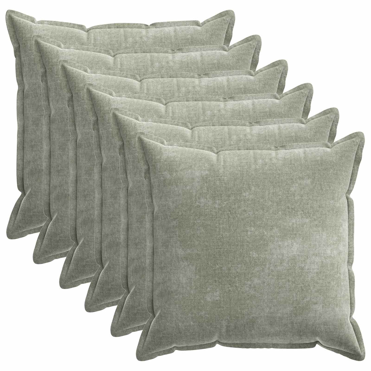 Cushion Cover 6 pcs HOUTEN Green 80 x 80 cm Chenille Fabric