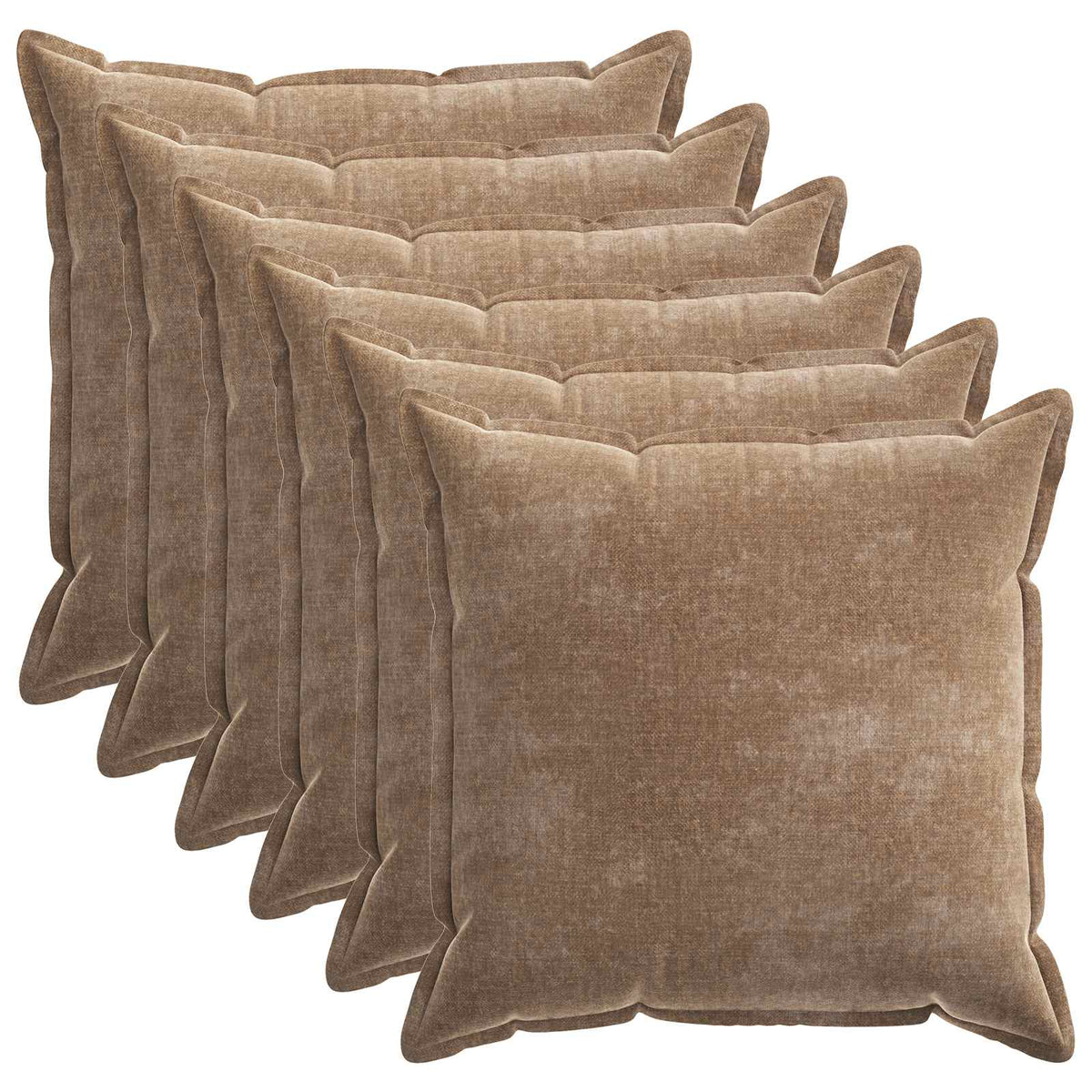 Cushion Cover 6 pcs HOUTEN Brown 80 x 80 cm Chenille Fabric
