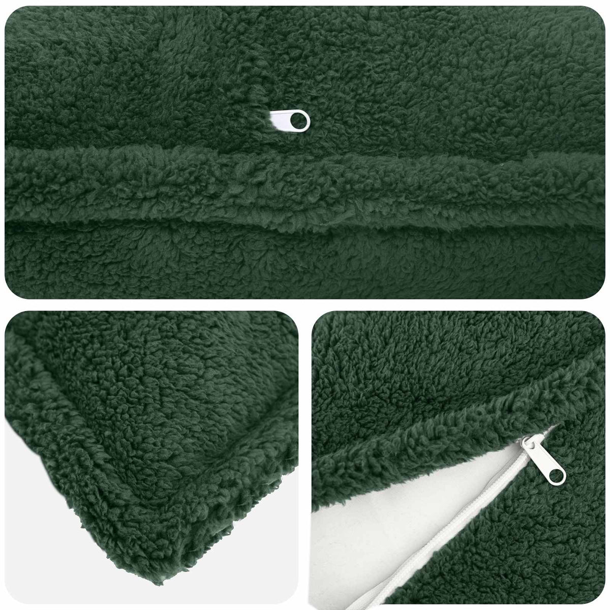 Cushion Cover 2 pcs HOUTEN Dark Green 80 x 80 cm Bouclé