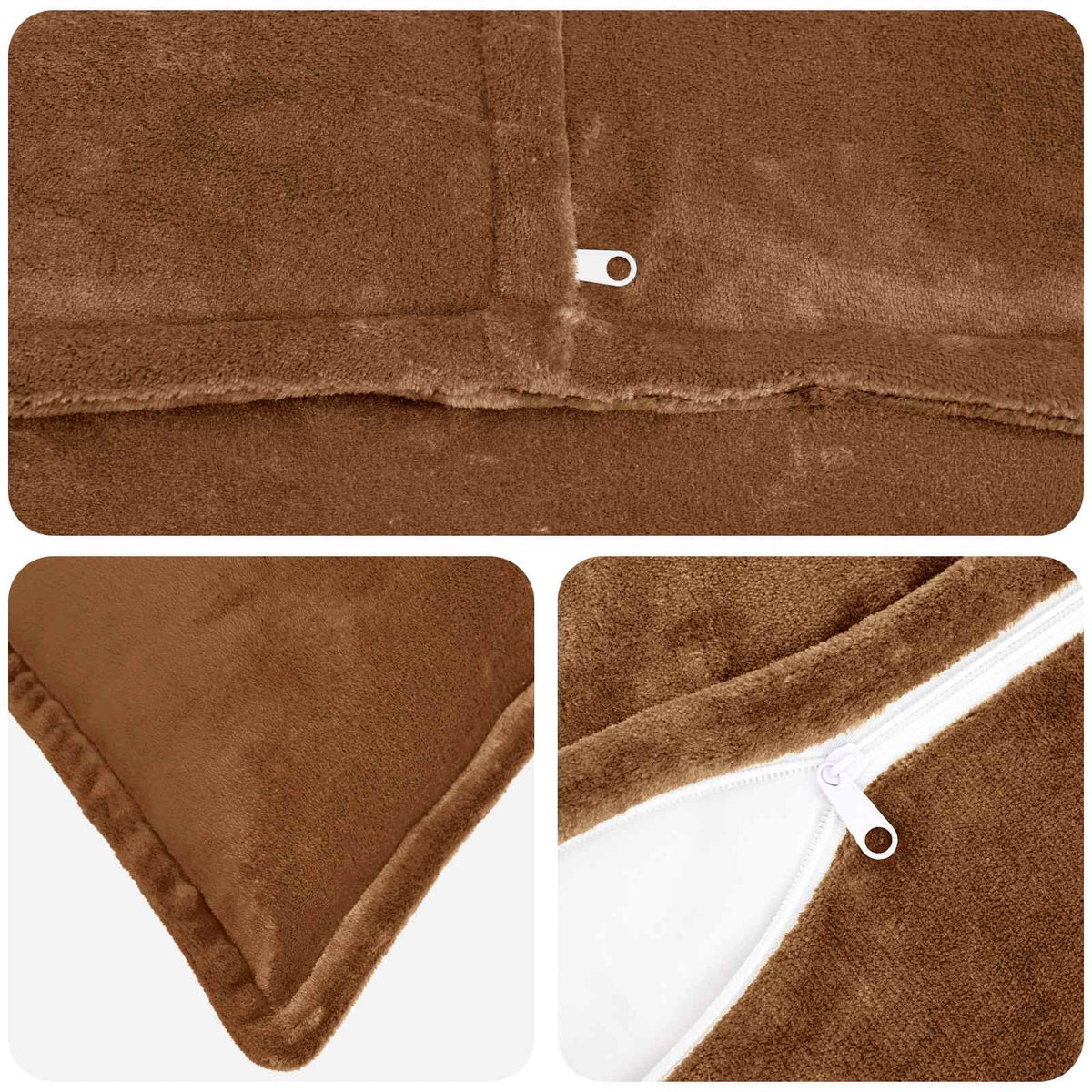 Cushion Cover 2 pcs HOUTEN Light Brown 80 x 80 cm Flannel