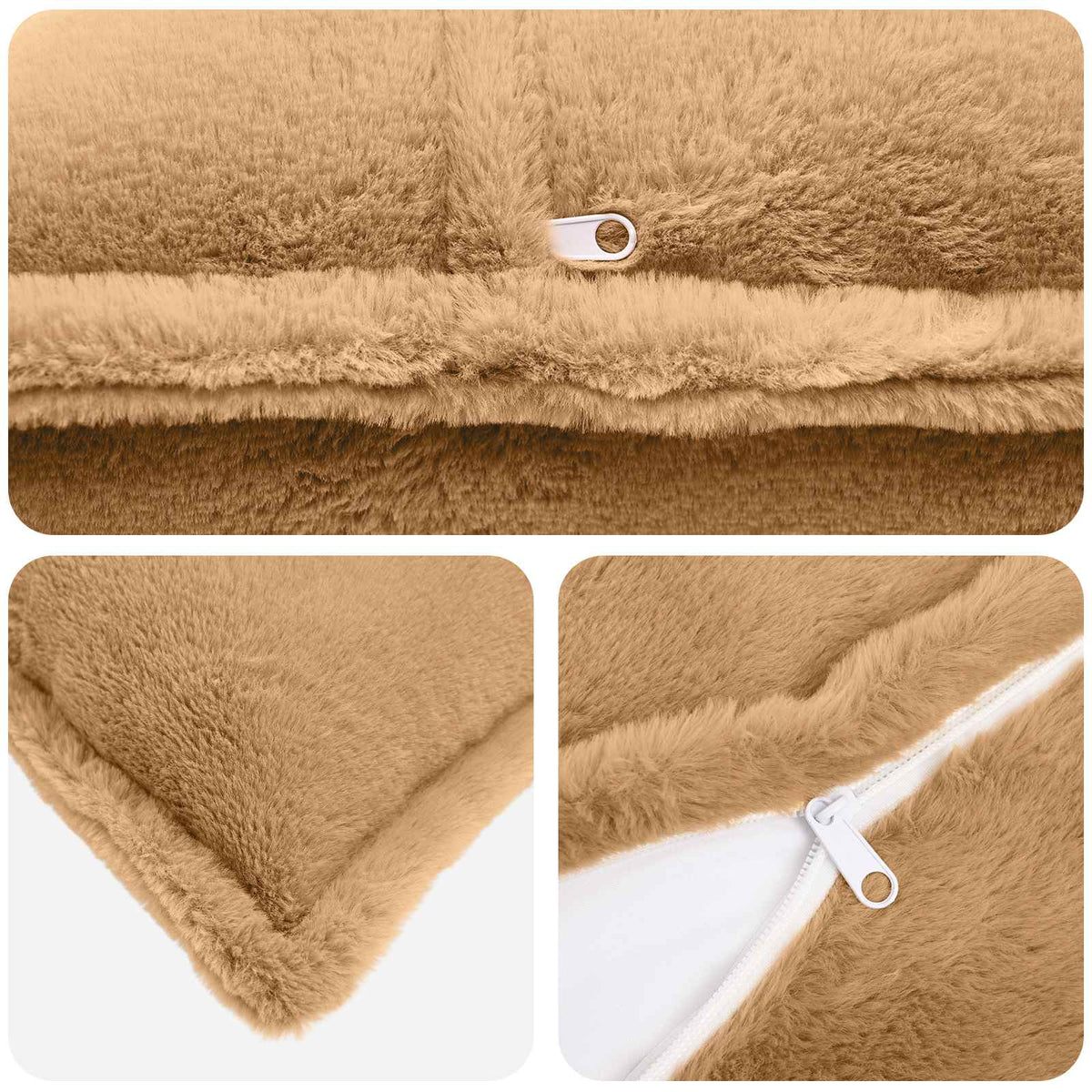 Cushion Cover 6 pcs HOUTEN Taupe 80 x 80 cm Faux Rabbit Fur