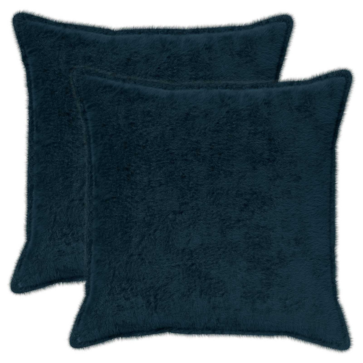 Cushion Cover 2 pcs HOUTEN Navy Blue 80 x 80 cm Faux Rabbit Fur
