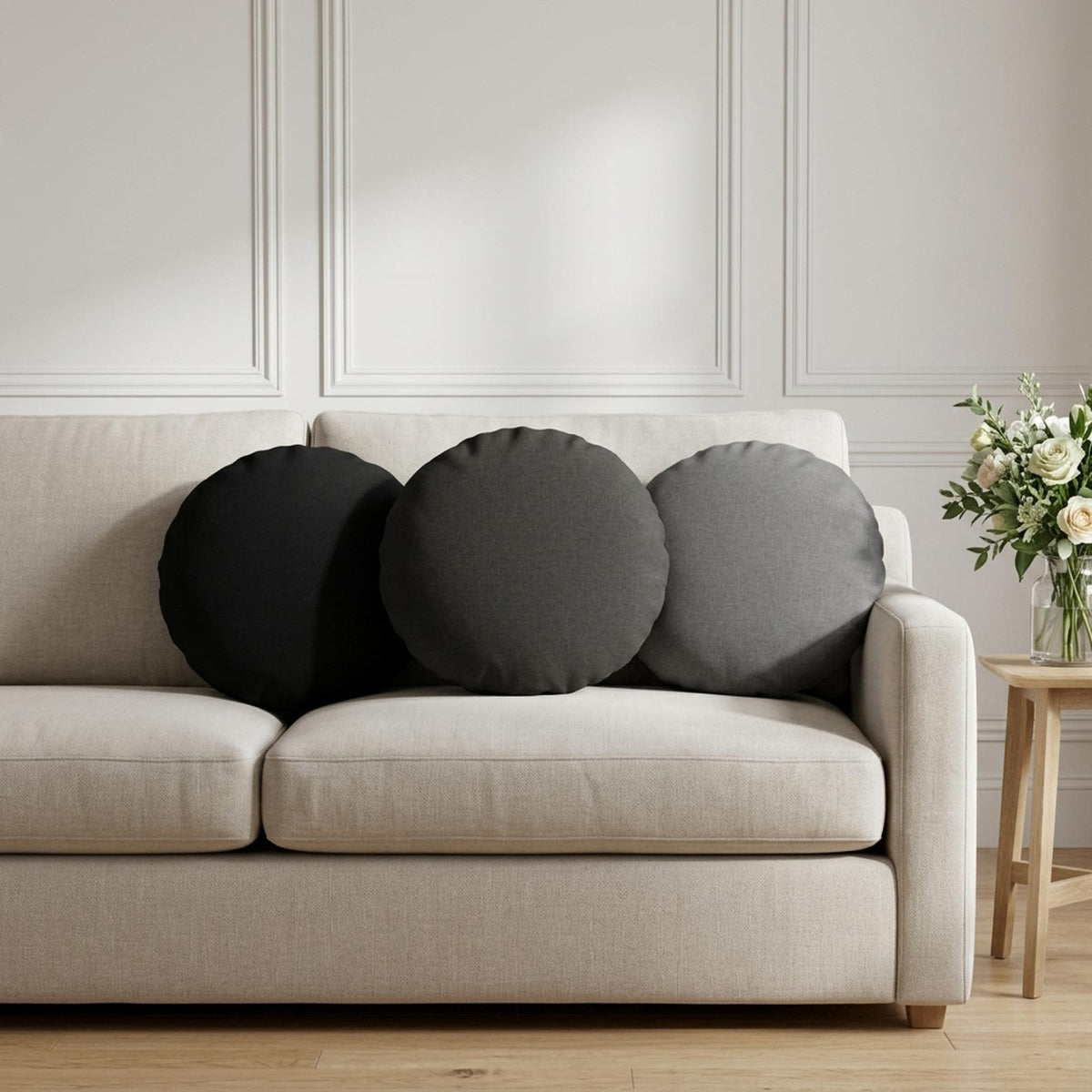 Throw Pillow 2 pcs HEERLEN Light Grey Dia. 40 cm Fabric