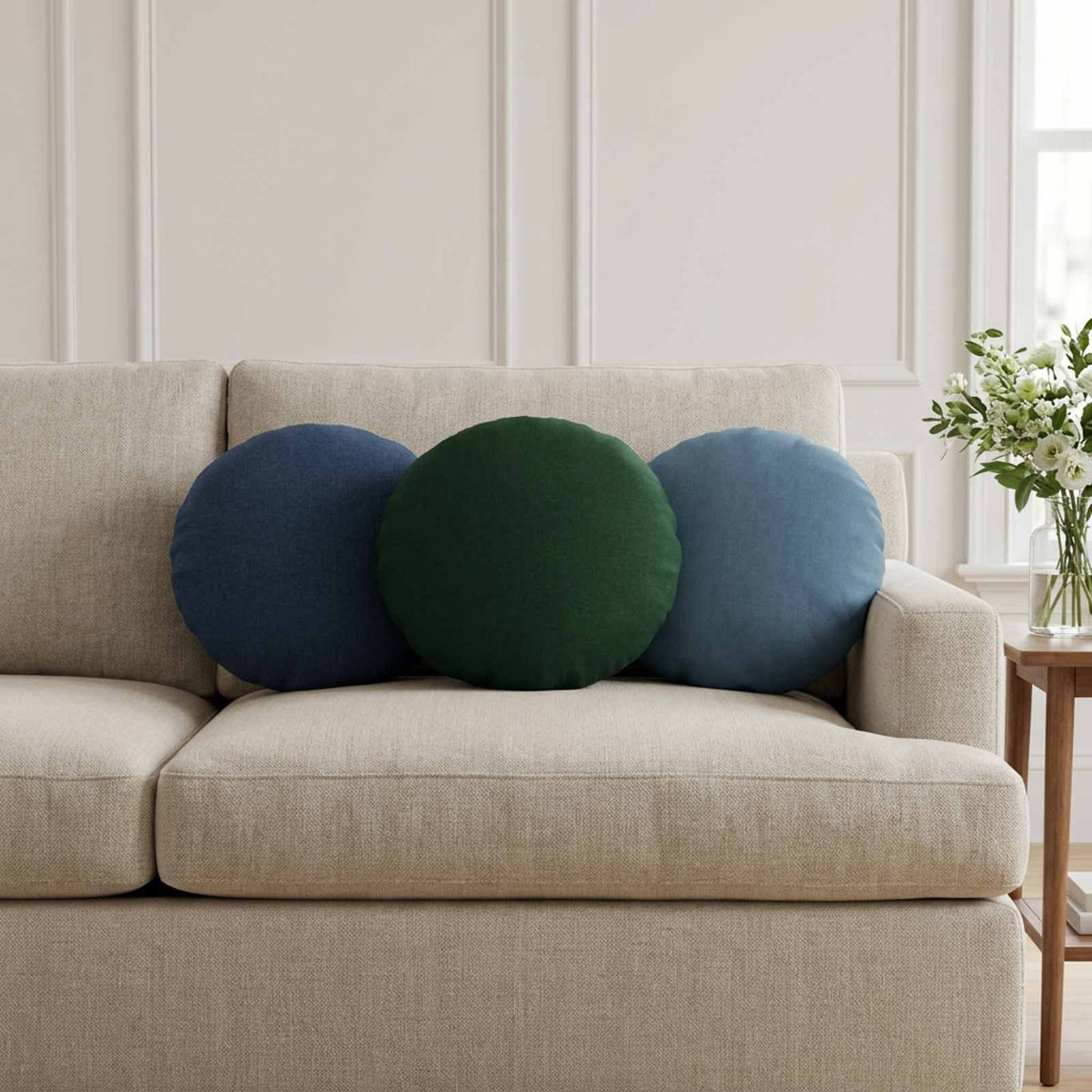Throw Pillow 2 pcs HEERLEN Blue Dia. 40 cm Fabric