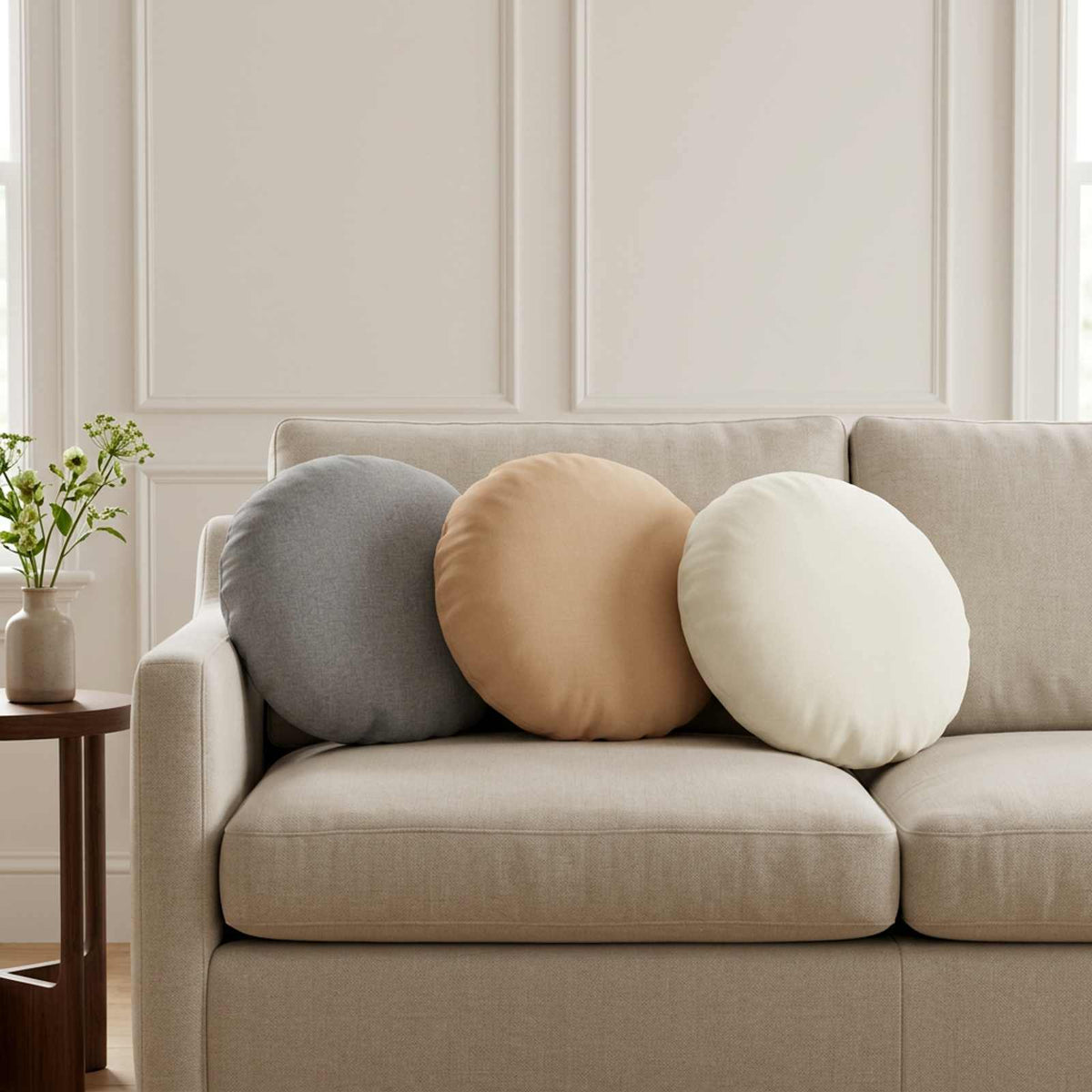 Throw Pillow 6 pcs HEERLEN Cloud Grey Dia. 40 cm Fabric