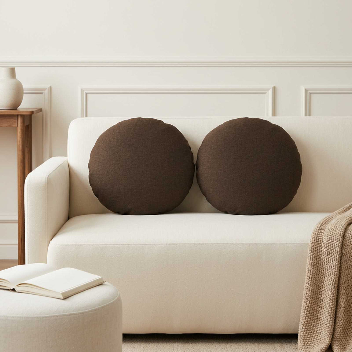 Throw Pillow 6 pcs HEERLEN Brown Dia. 30 cm Fabric
