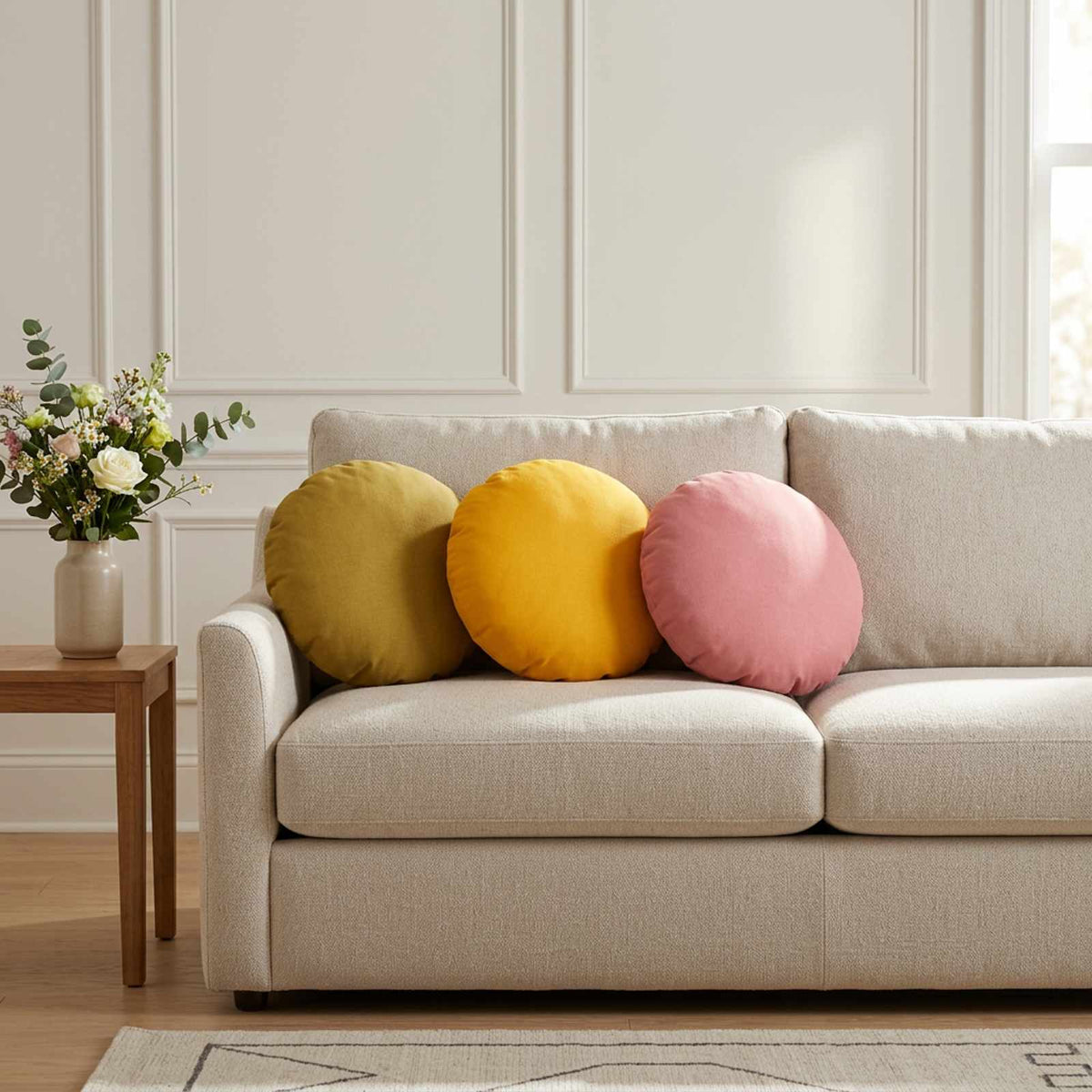 Throw Pillow 6 pcs HEERLEN Light Green Dia. 40 cm Fabric