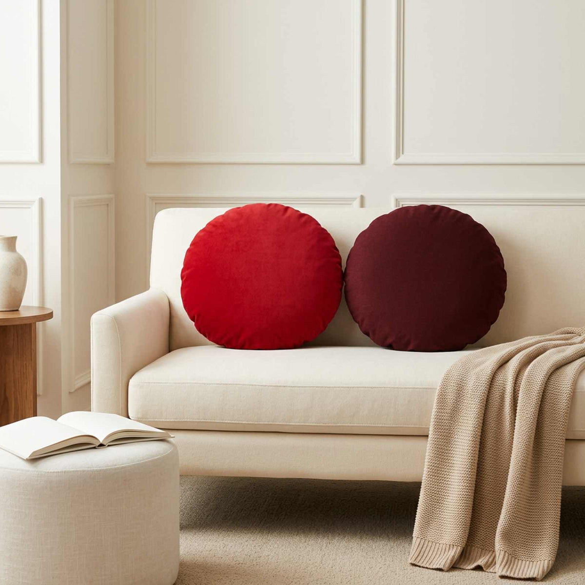 Cushion Cover 6 pcs HEERLEN Red Dia. 40 cm Fabric