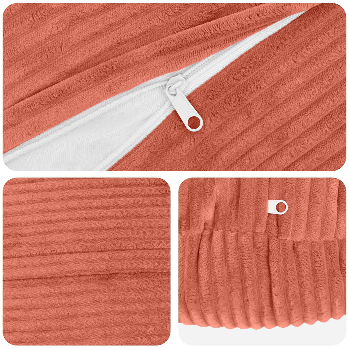 Cushion Cover 6 pcs HEERLEN Red Orange Ø 30 cm Corduroy