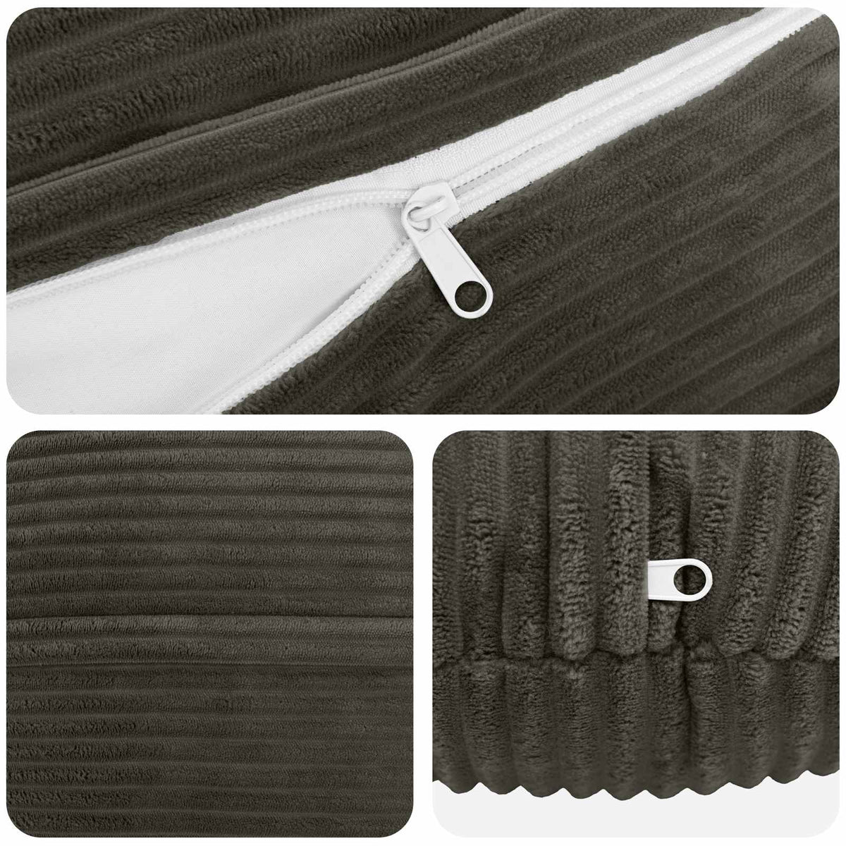 Cushion Cover 6 pcs HEERLEN Anthracite Ø 30 cm Corduroy