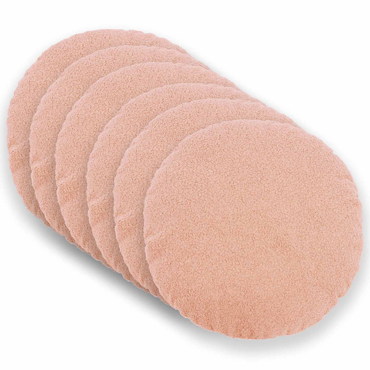 Cushion Cover 6 pcs HEERLEN Pink Ø 30 cm Bouclé