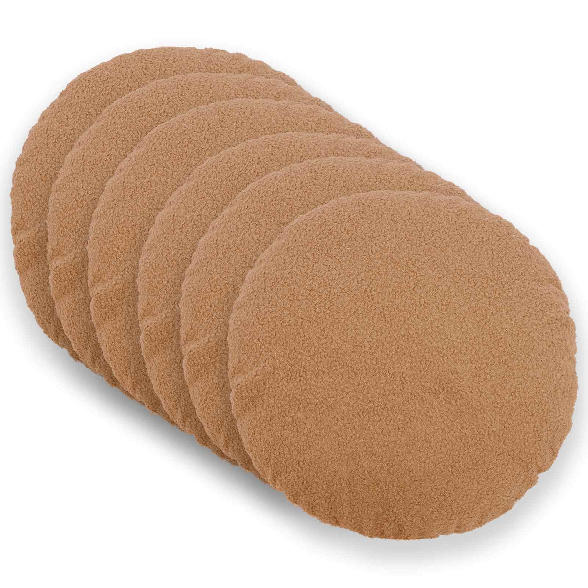 Cushion Cover 6 pcs HEERLEN Beige Ø 30 cm Bouclé