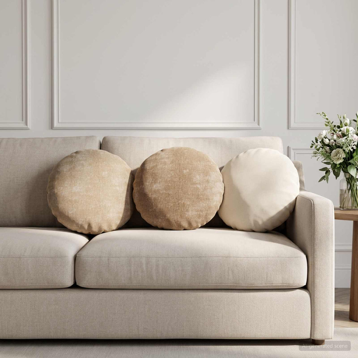 Cushion Cover 6 pcs HEERLEN Dark Grey Ø 30 cm Chenille Fabric