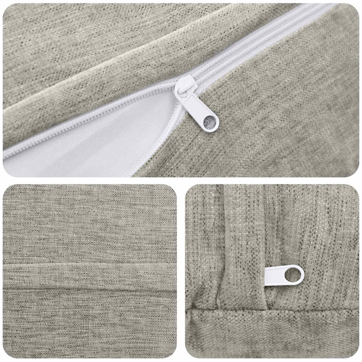 Cushion Cover 6 pcs HEERLEN Light Grey Ø 30 cm Chenille Fabric
