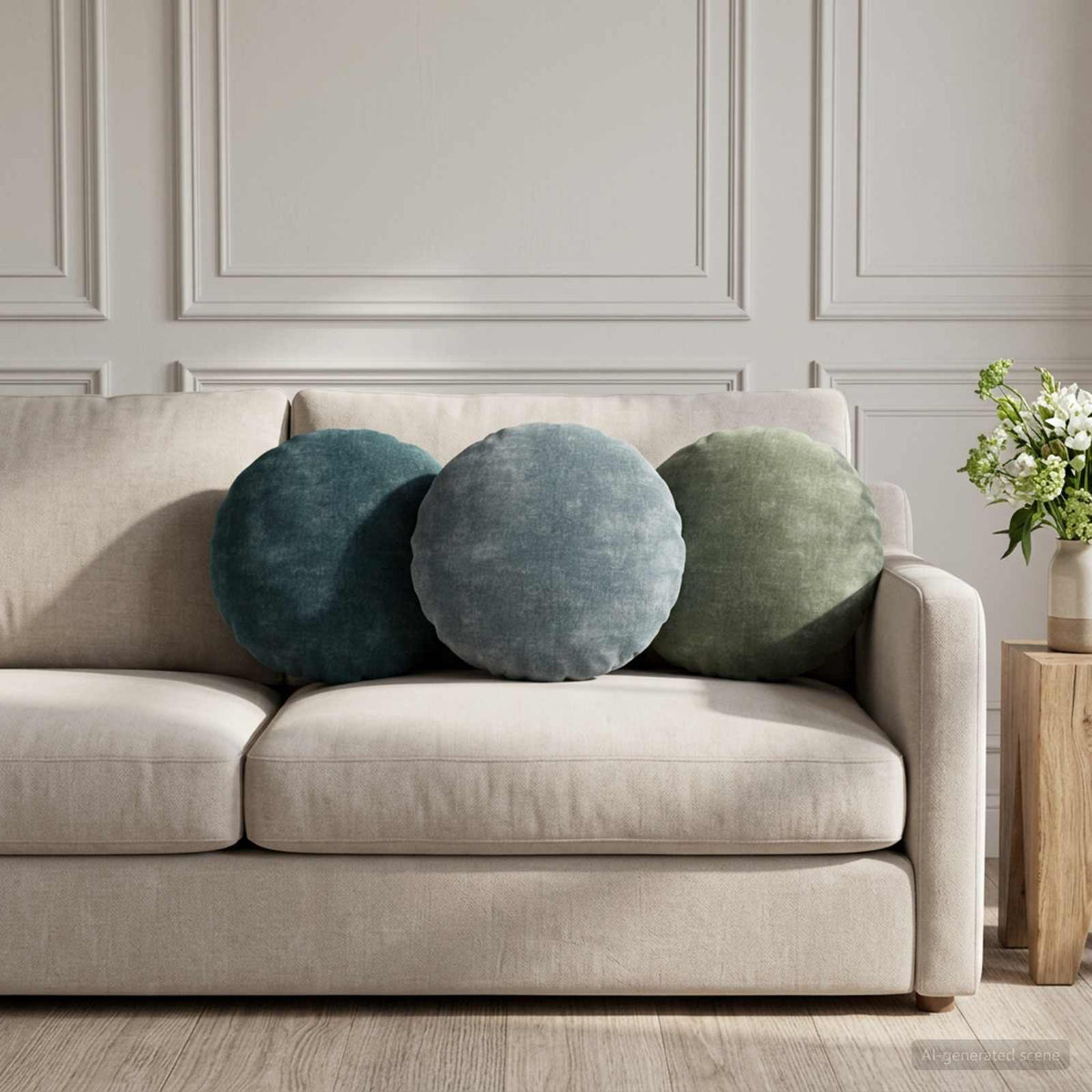 Cushion Cover 2 pcs HEERLEN Light Blue Ø 40 cm Chenille Fabric