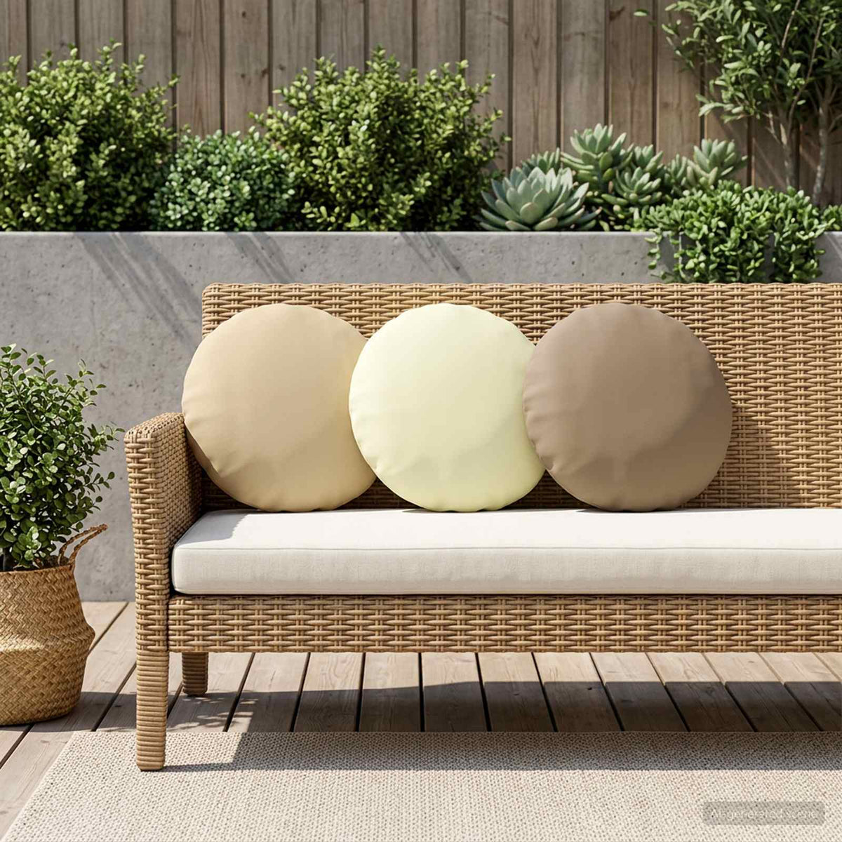 Cushion Cover 6 pcs HEERLEN Cream Ø 30 cm Polyester