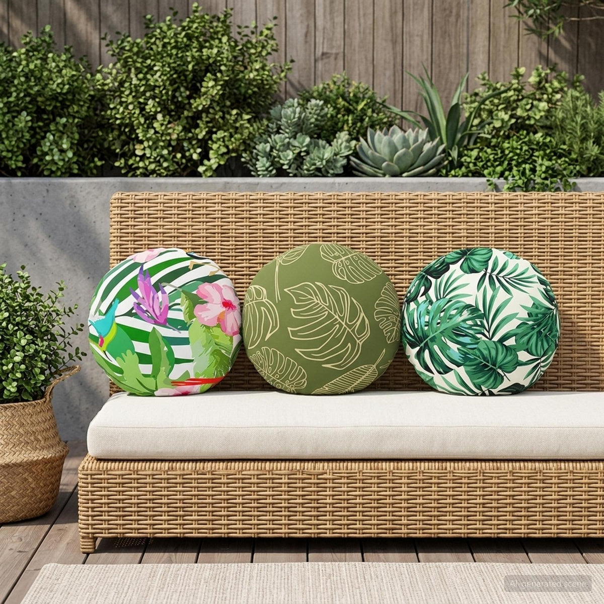 Cushion with Pillow HEERLEN 6 pcs Leaf Pattern Polyester
