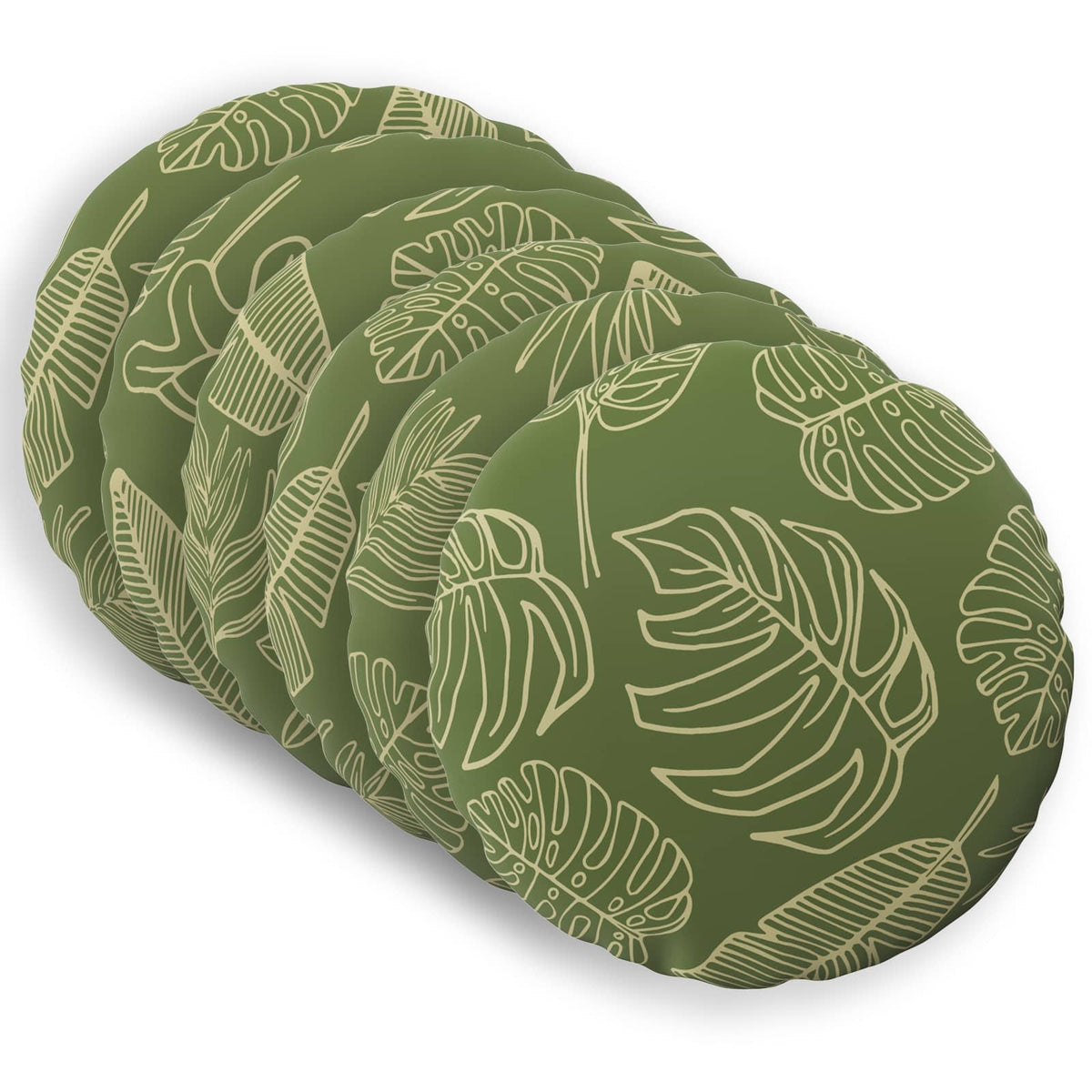 Cushion Cover 6 pcs HEERLEN Leaf Design Ø 30 cm Polyester
