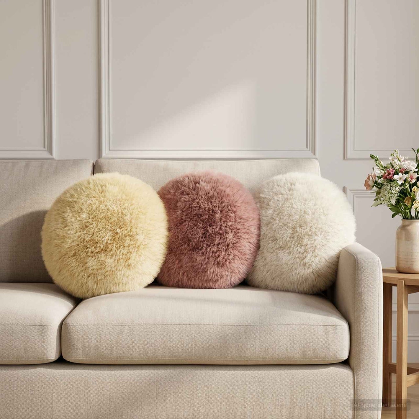 Cushion with Pillow HEERLEN 2 pcs White PV Fleece