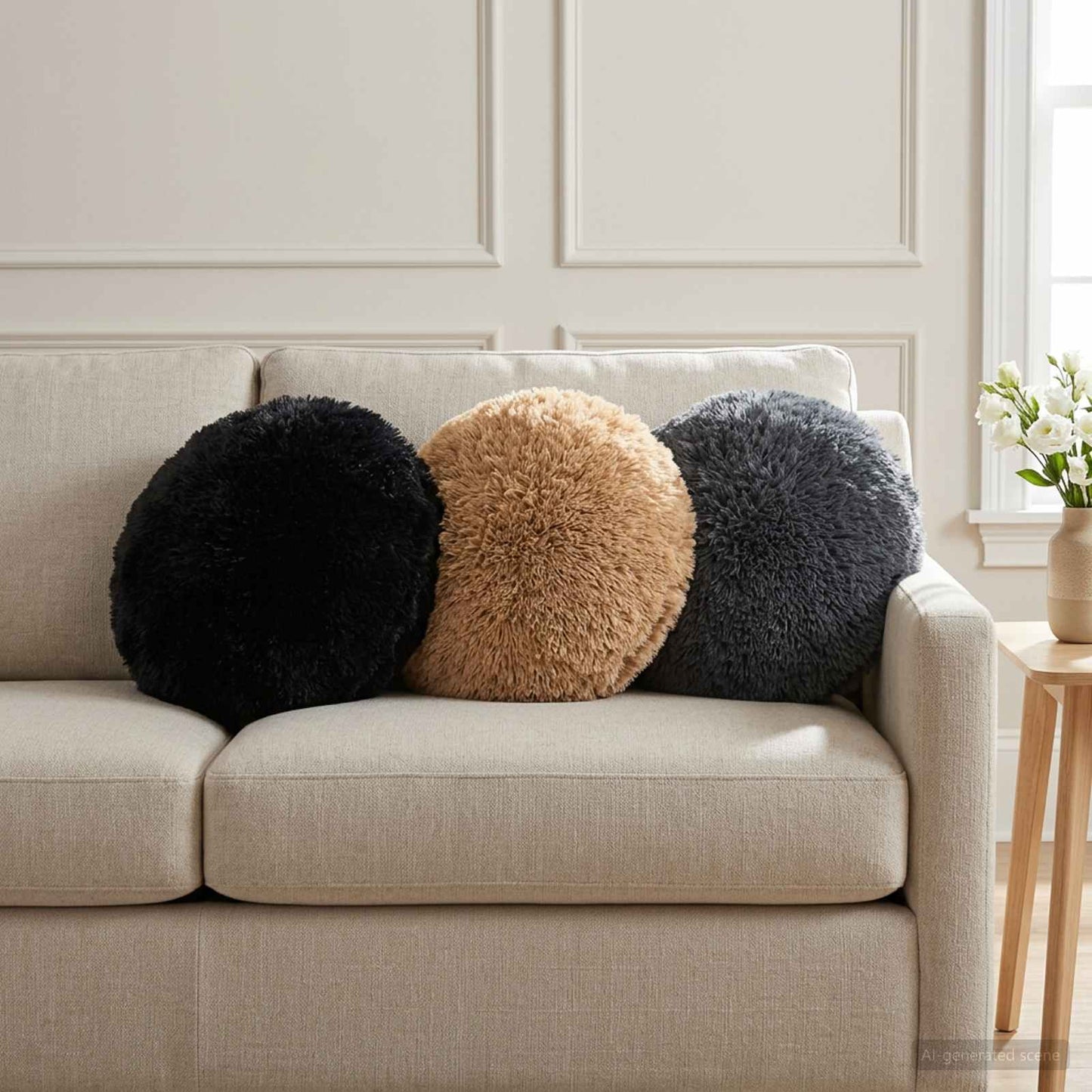 Cushion with Pillow HEERLEN 6 pcs Anthracite PV Fleece