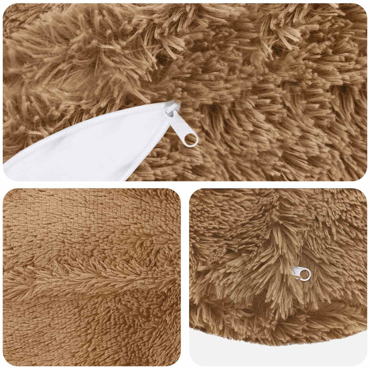 Cushion Cover 6 pcs HEERLEN Taupe Ø 30 cm PV Fleece