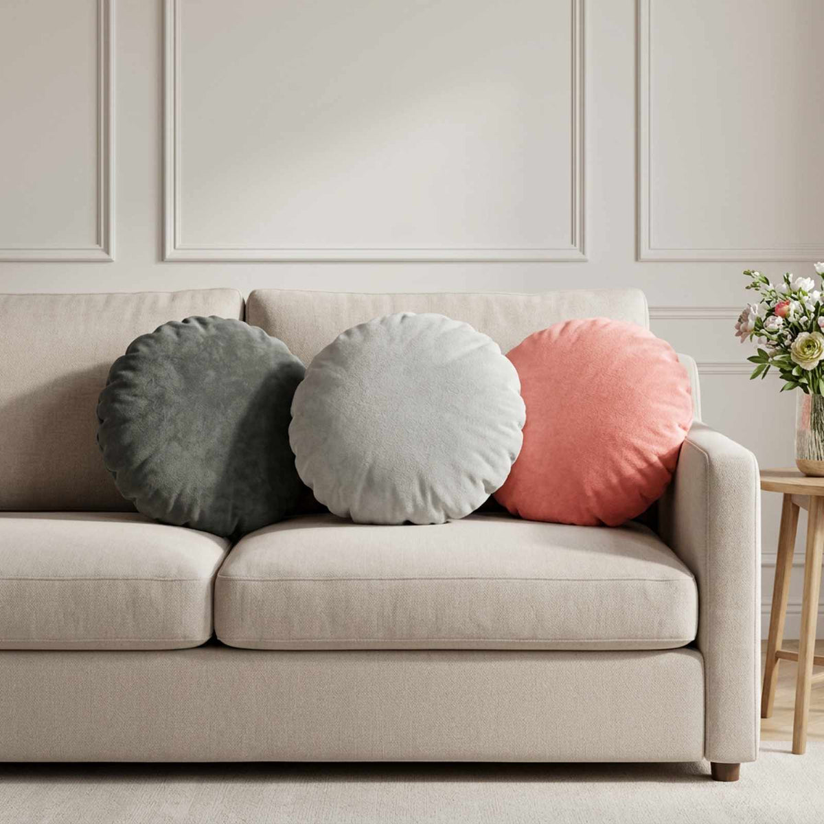 Cushion Cover 6 pcs HEERLEN Dark Grey Dia. 40 cm Flannel