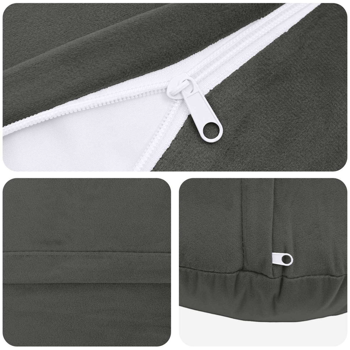 Cushion Cover 6 pcs HEERLEN Dark Grey Ø 40 cm Velvet
