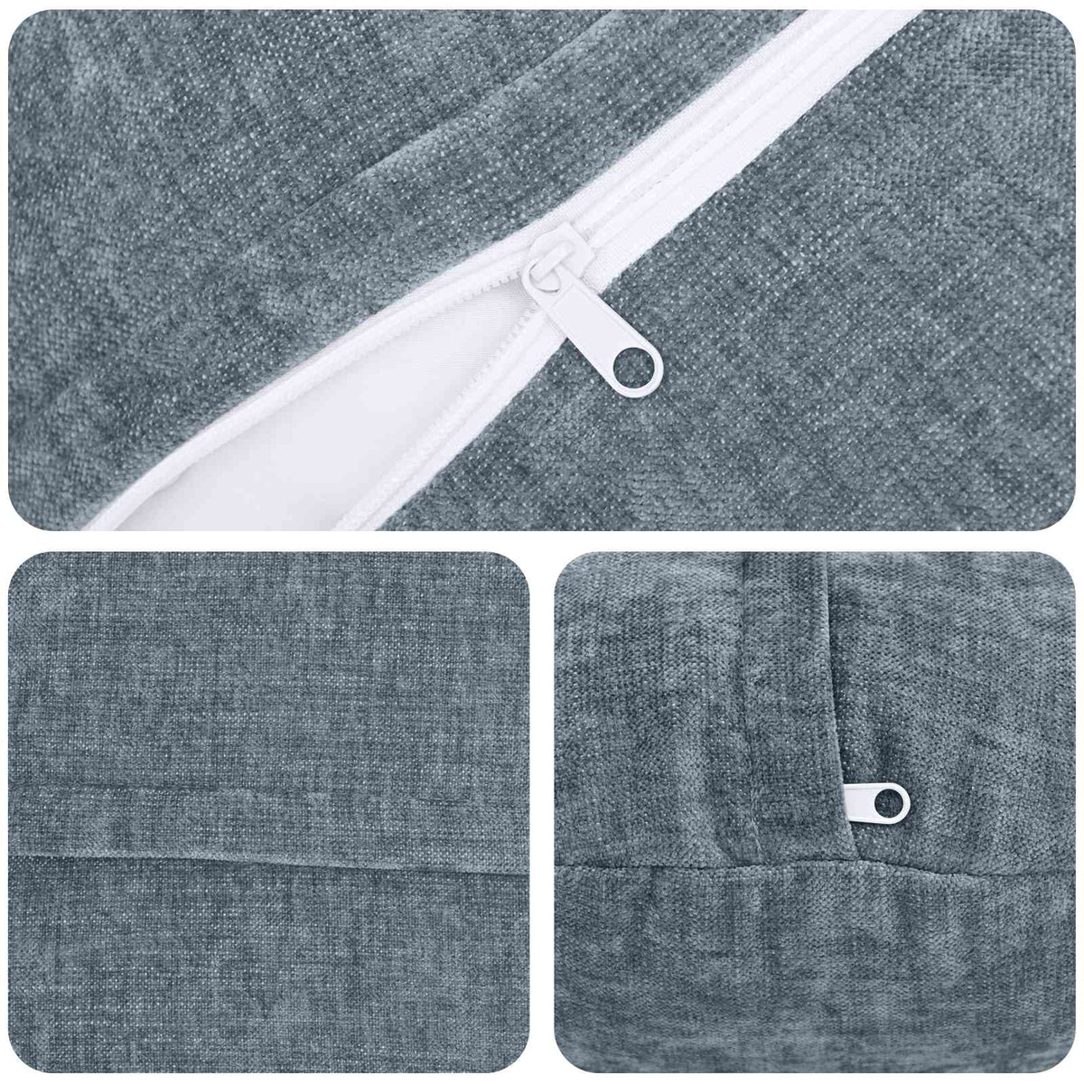 Cushion Cover 2 pcs HEERLEN Light Blue Ø 40 cm Chenille Fabric