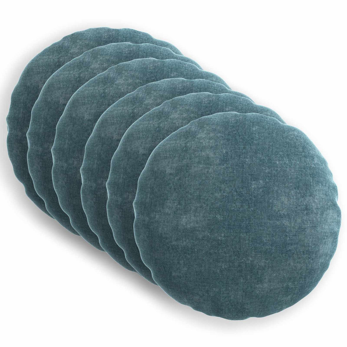 Cushion Cover 6 pcs HEERLEN Blue Ø 40 cm Chenille Fabric