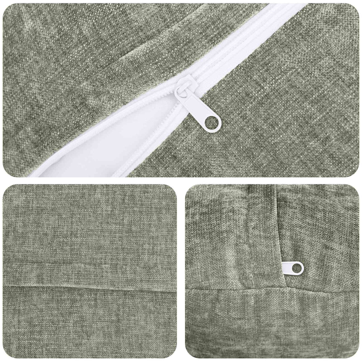 Cushion Cover 2 pcs HEERLEN Green Ø 40 cm Chenille Fabric