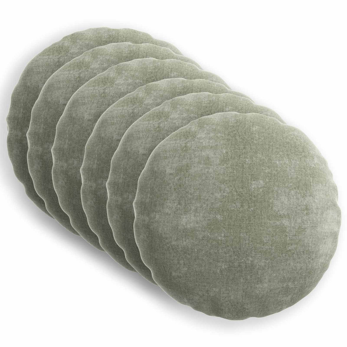 Cushion Cover 6 pcs HEERLEN Green Ø 40 cm Chenille Fabric