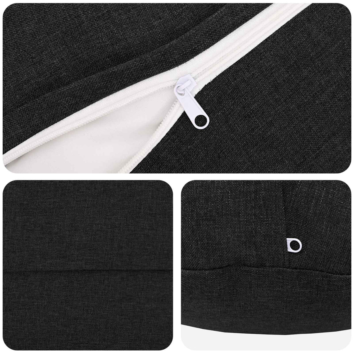 Cushion Cover 6 pcs HEERLEN Black Dia. 50 cm Fabric