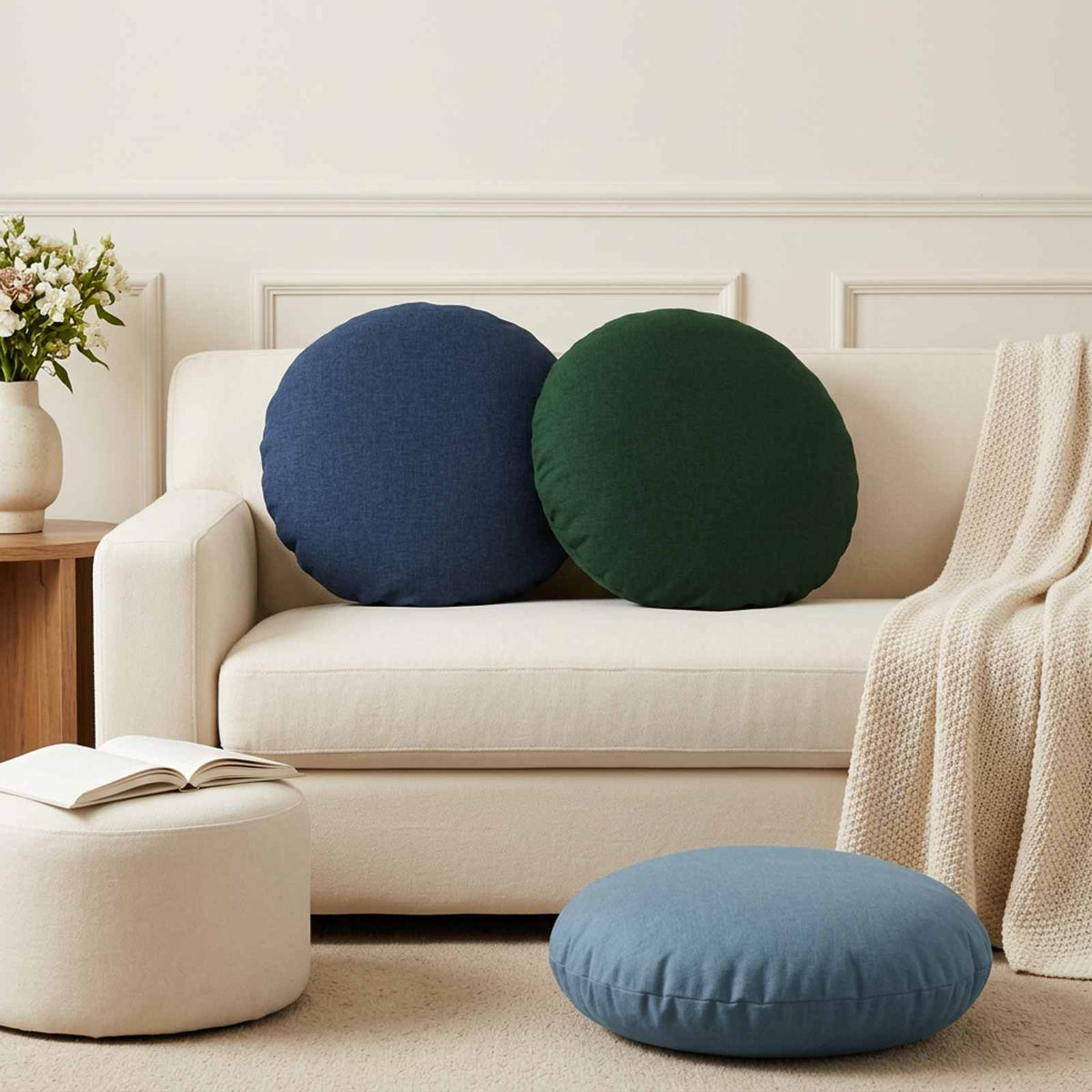 Throw Pillow 6 pcs HEERLEN Dark Green Dia. 60 cm Fabric