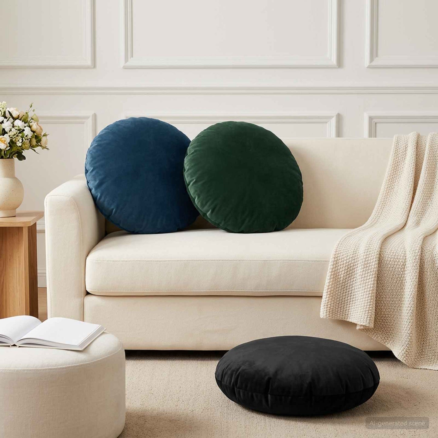 Cushion with Pillow HEERLEN 2 pcs Dark Green Velvet
