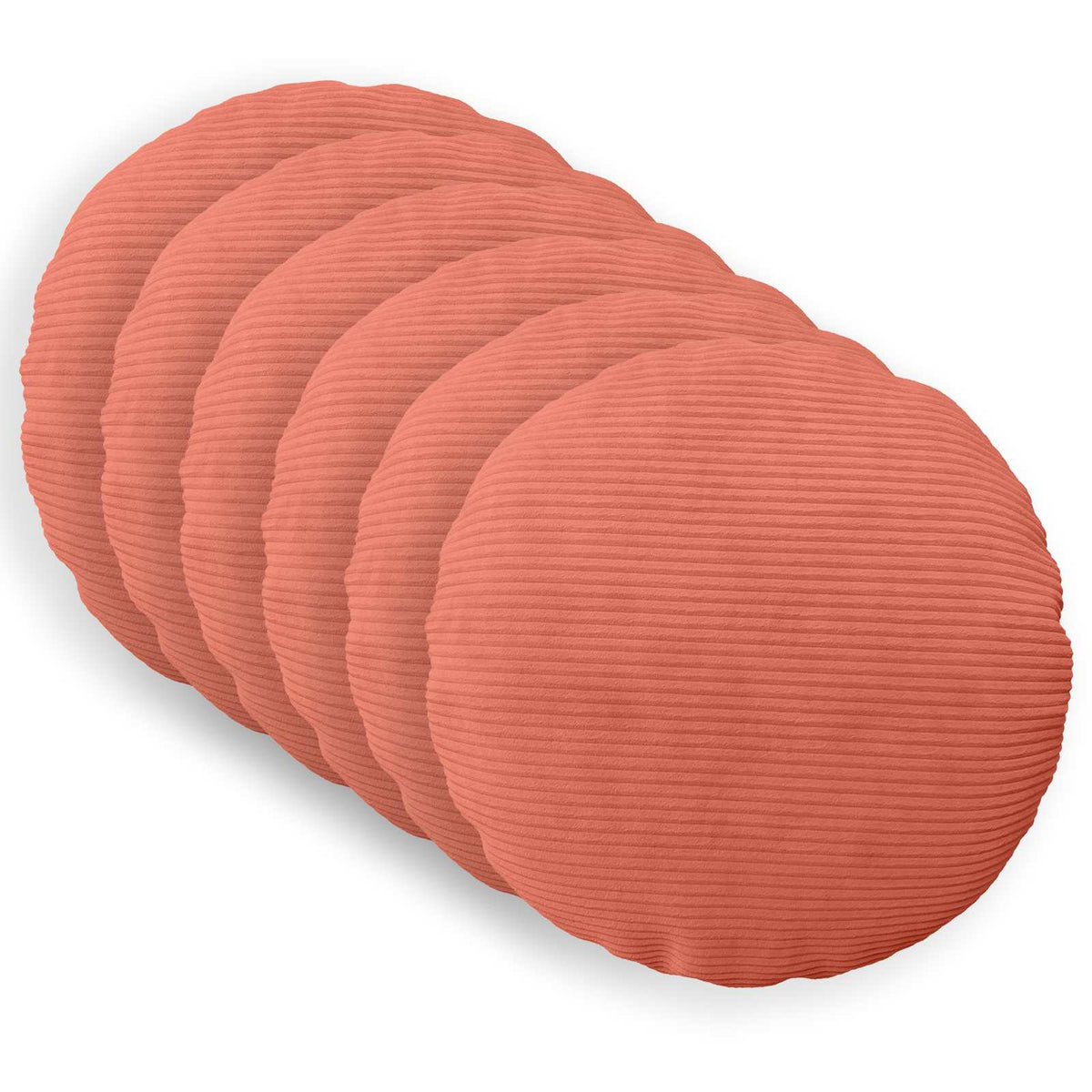 Cushion Cover 6 pcs HEERLEN Red Orange Dia. 50 cm Corduroy