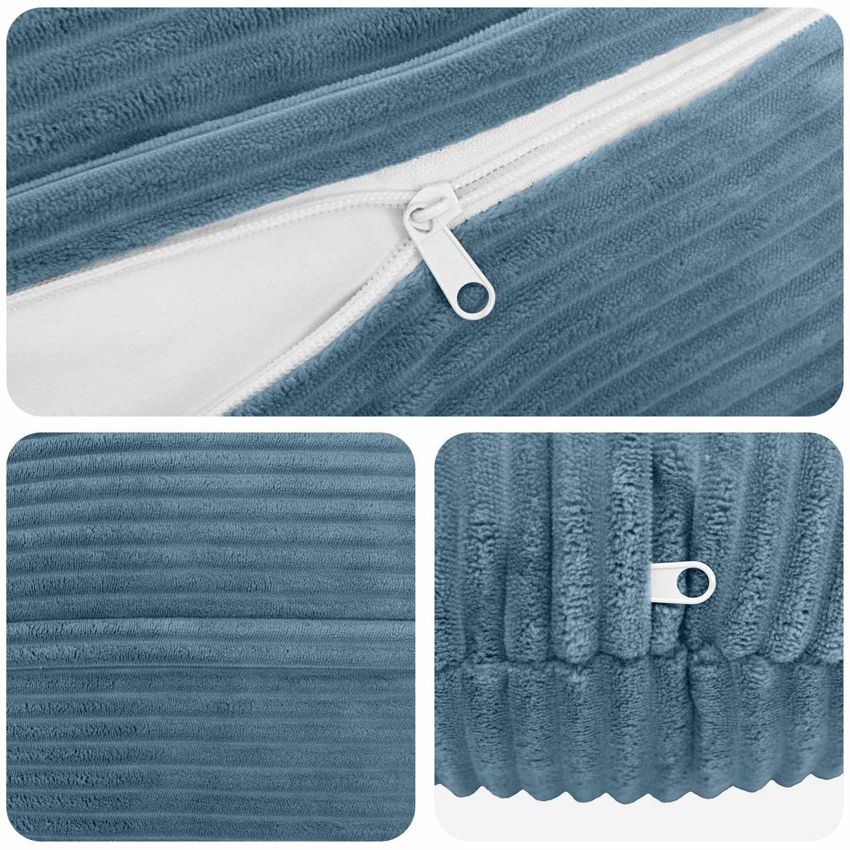 Cushion Cover 2 pcs HEERLEN Blue Ø 50 cm Corduroy