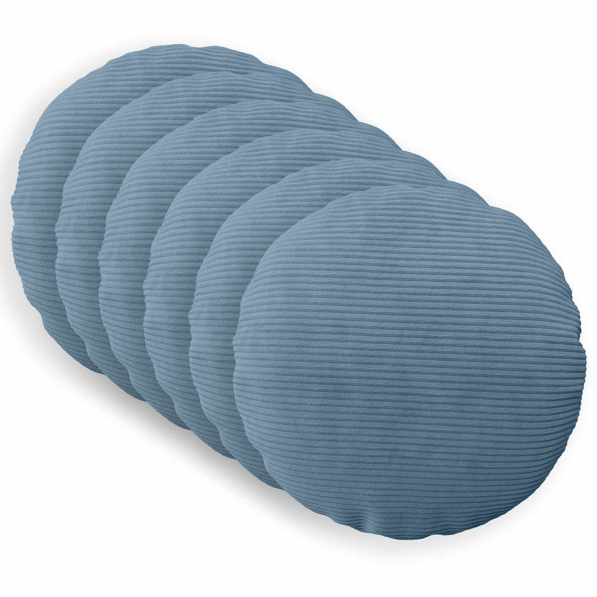 Cushion Cover 6 pcs HEERLEN Blue Dia. 50 cm Corduroy