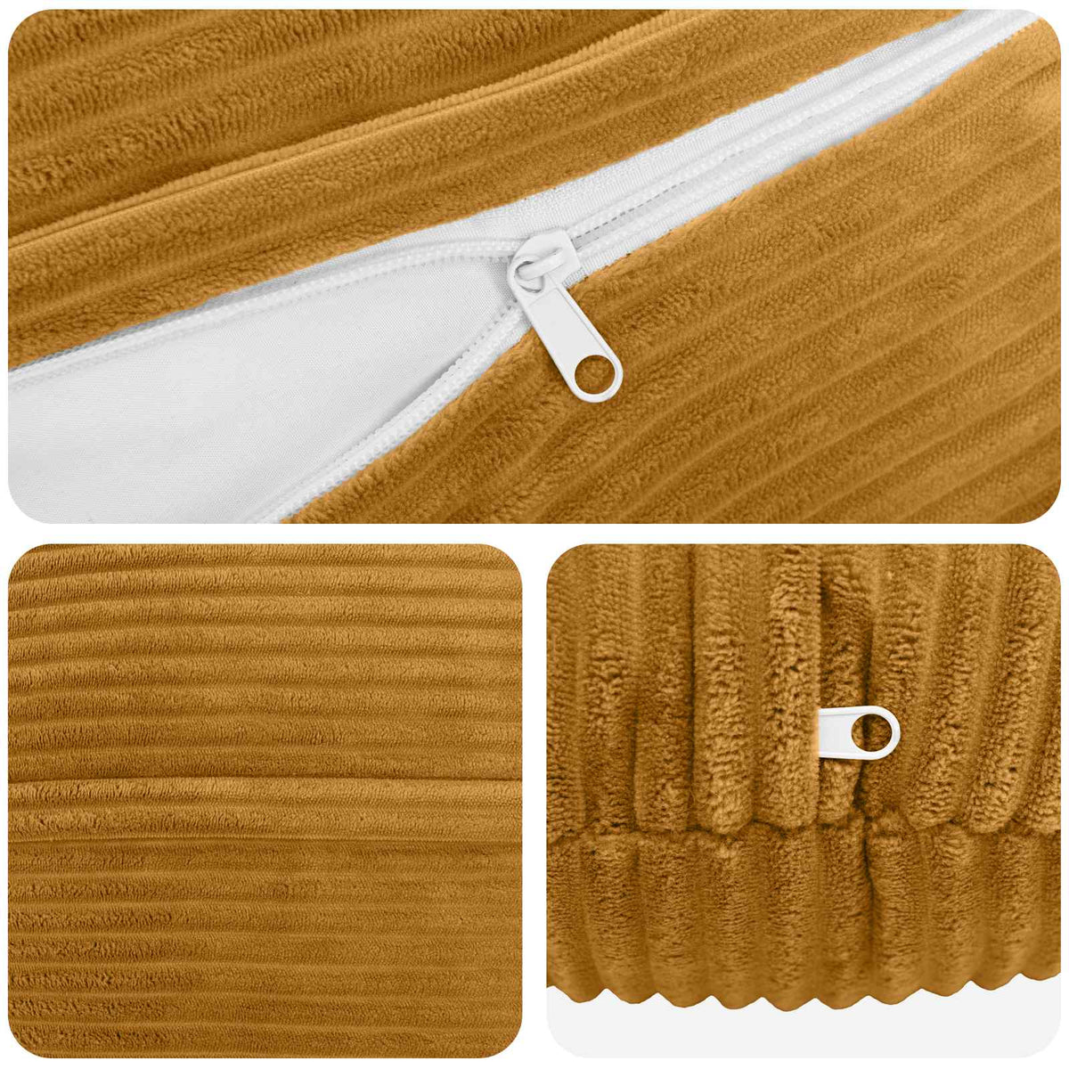 Cushion Cover 2 pcs HEERLEN Yellow Ø 50 cm Corduroy