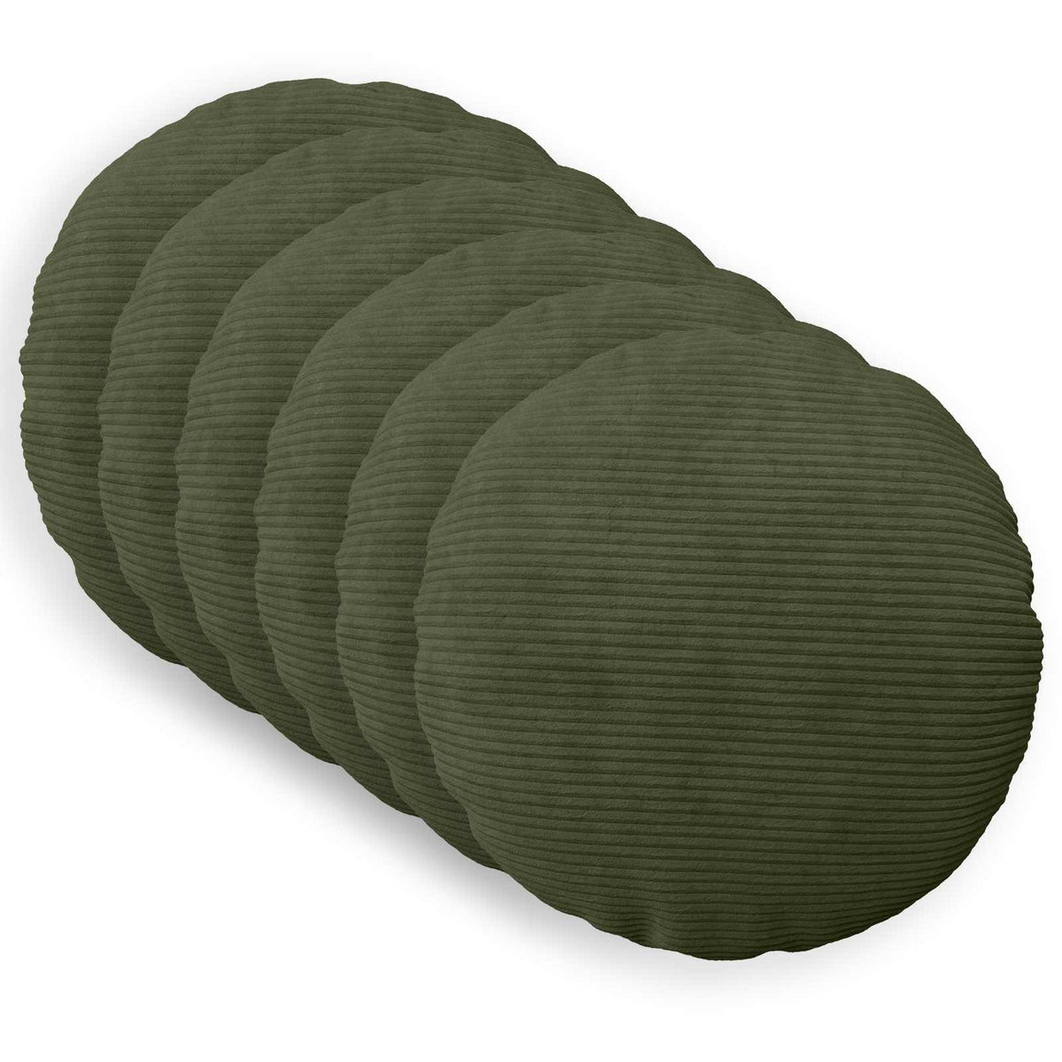 Cushion Cover 6 pcs HEERLEN Green Dia. 50 cm Corduroy