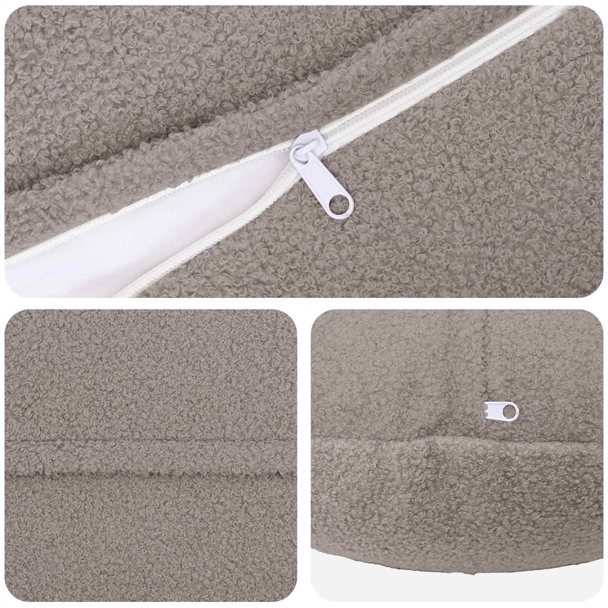 Cushion Cover 2 pcs HEERLEN Light Grey Ø 50 cm Bouclé
