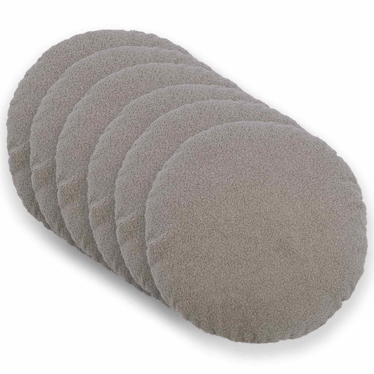 Cushion Cover 6 pcs HEERLEN Light Grey Dia. 50 cm Bouclé