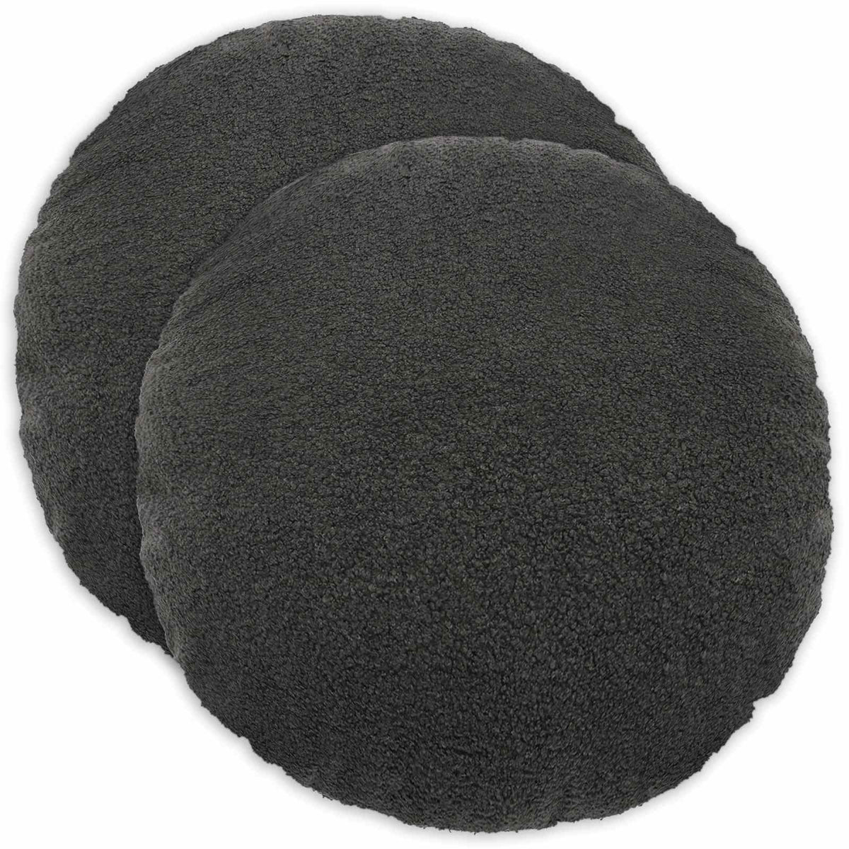Cushion Cover 2 pcs HEERLEN Dark Grey Ø 50 cm Bouclé