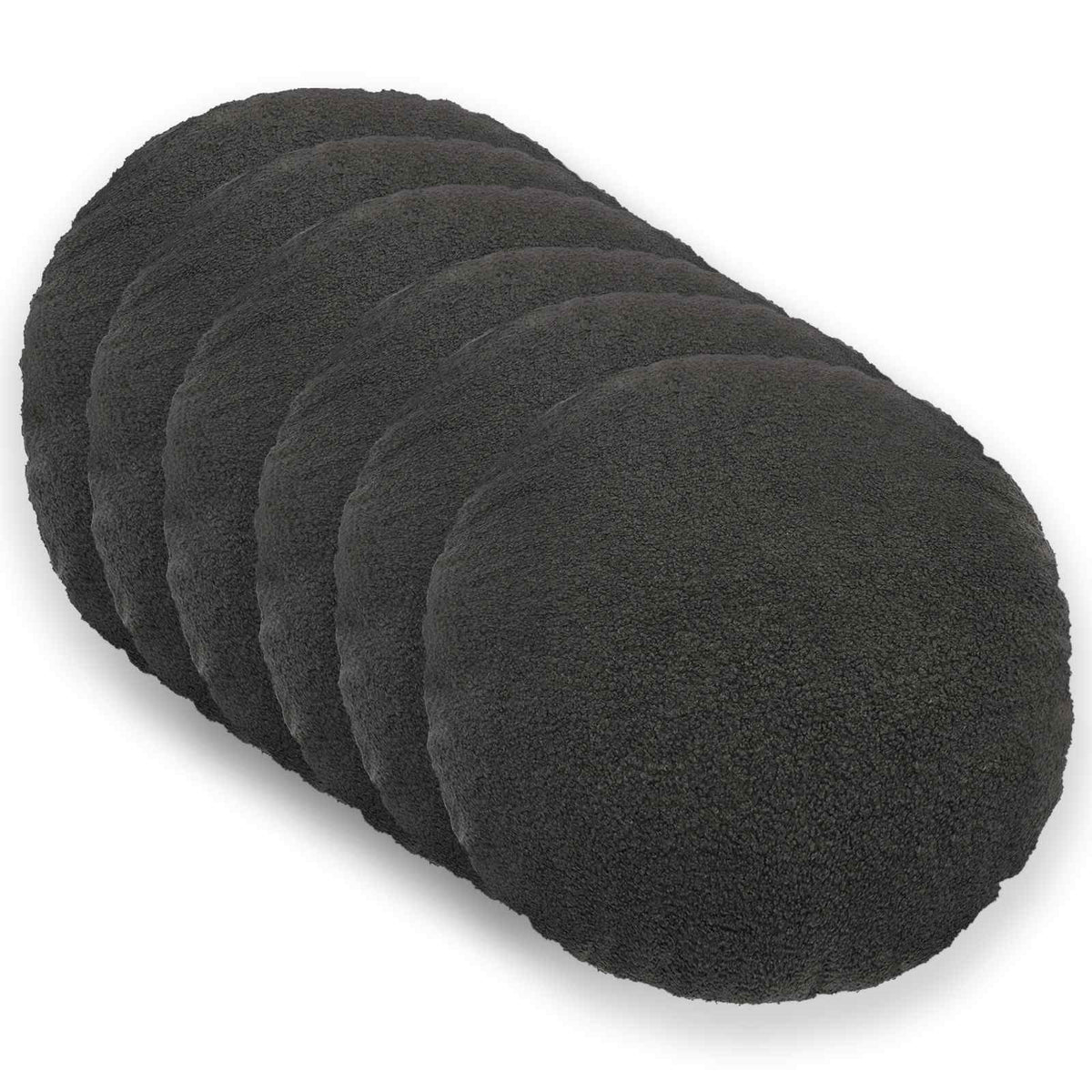 Cushion Cover 6 pcs HEERLEN Dark Grey Dia. 50 cm Bouclé