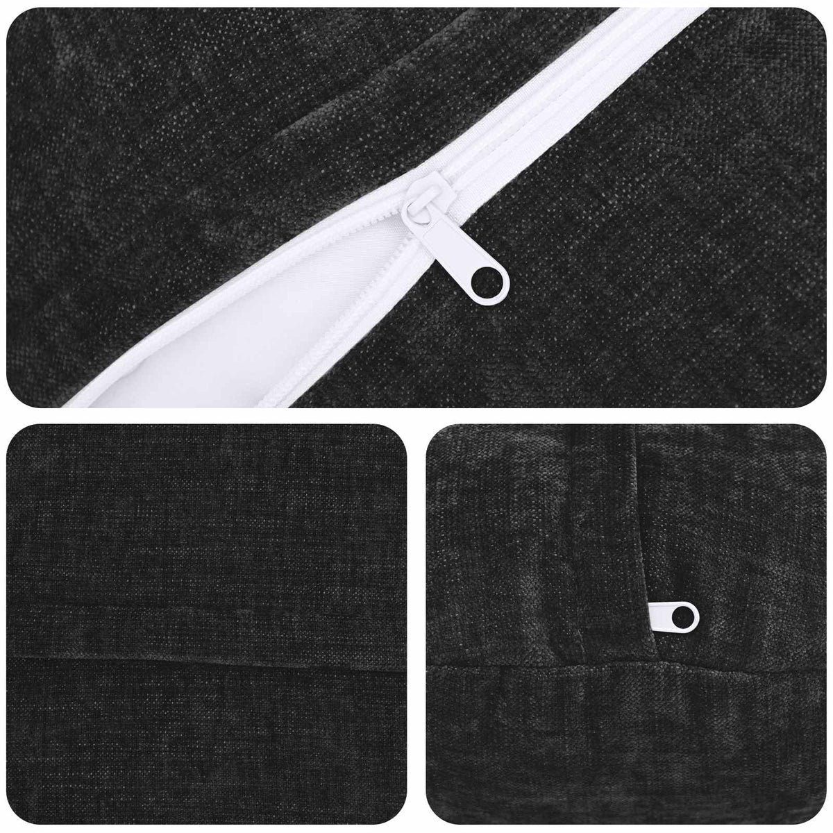 Cushion Cover 2 pcs HEERLEN Anthracite Ø 50 cm Chenille Fabric