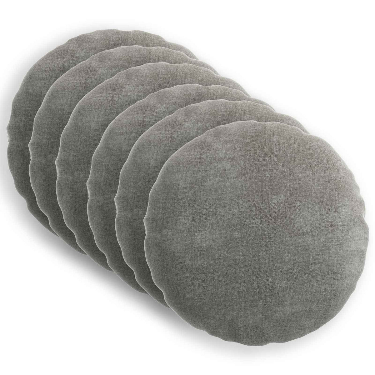 Cushion Cover 6 pcs HEERLEN Dark Grey Ø 50 cm Chenille Fabric