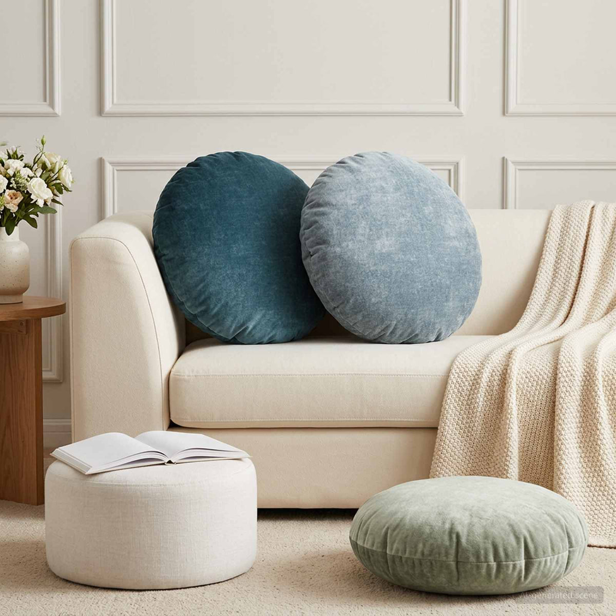 Cushion Cover 2 pcs HEERLEN Green Ø 60 cm Chenille Fabric