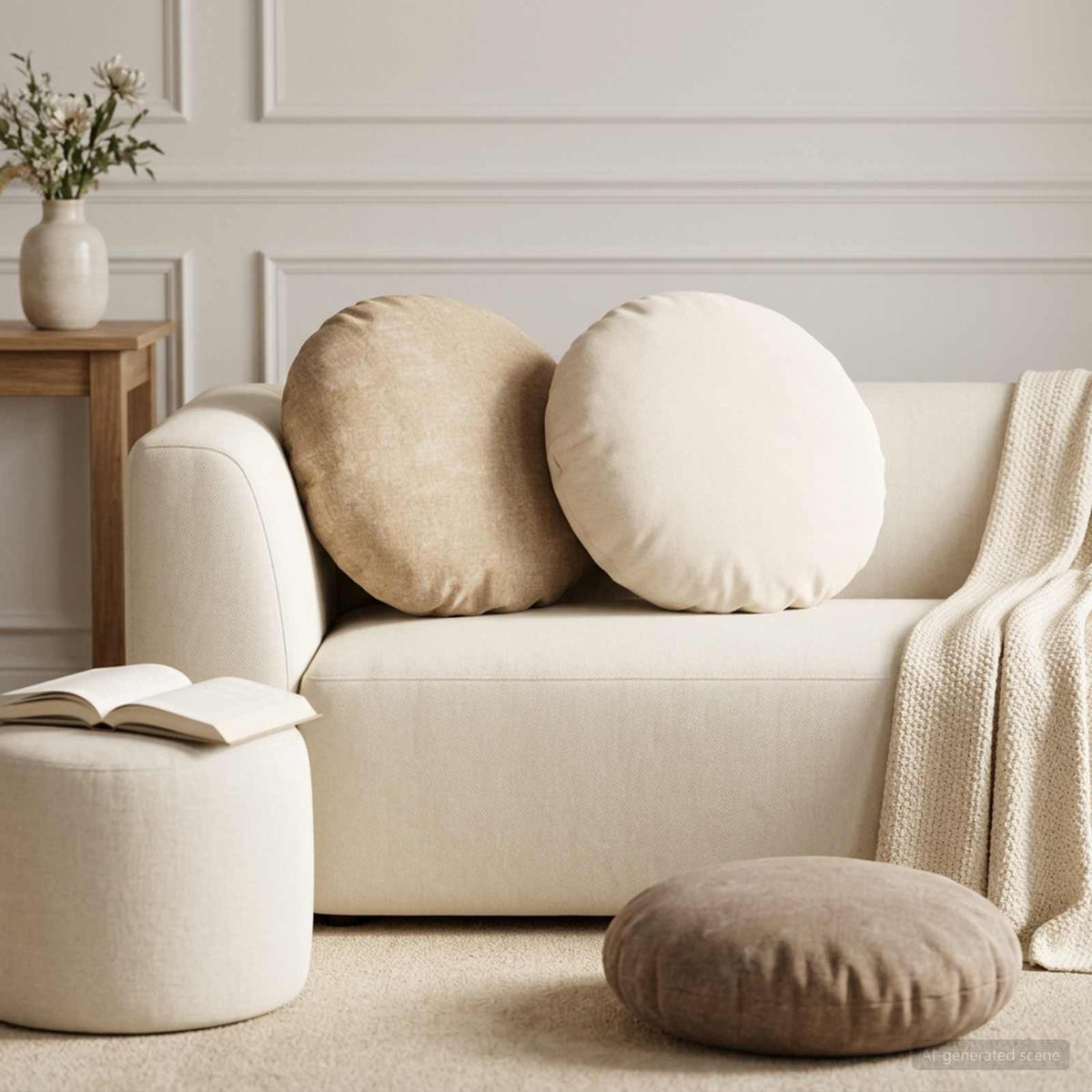 Cushion Cover 2 pcs HEERLEN Brown Ø 60 cm Chenille Fabric